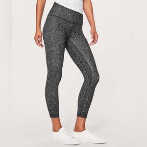 Lululemon Align Pant II (25”) Luminesce Splatter Ice Grey Black Leggings Size 4